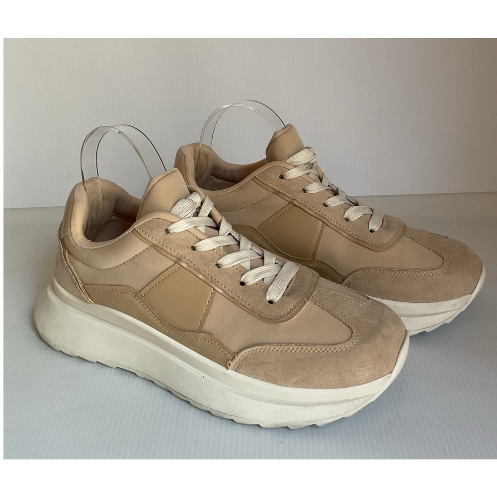Madden Girl Chunky Platform Sneakers Beige Neutral Colorblock Casual Shoes Sz 10